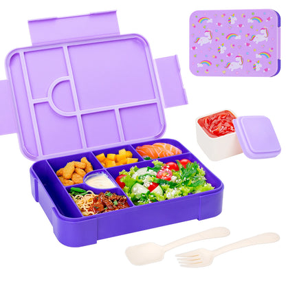 Adorable Pattern Kids Lunch Box Portable Divided Microwave Oven Bento Box Leakproof Food Container For back to school kitchen