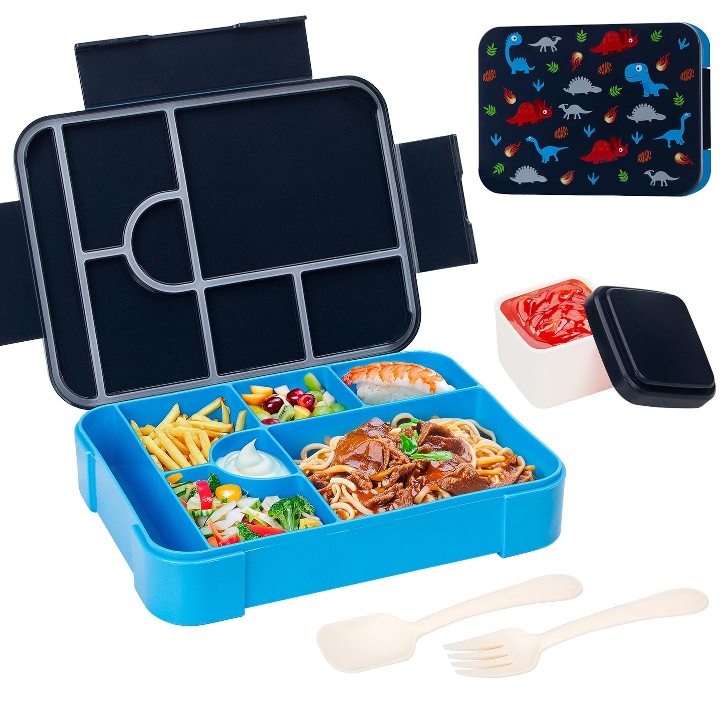 Adorable Pattern Kids Lunch Box Portable Divided Microwave Oven Bento Box Leakproof Food Container For back to school kitchen