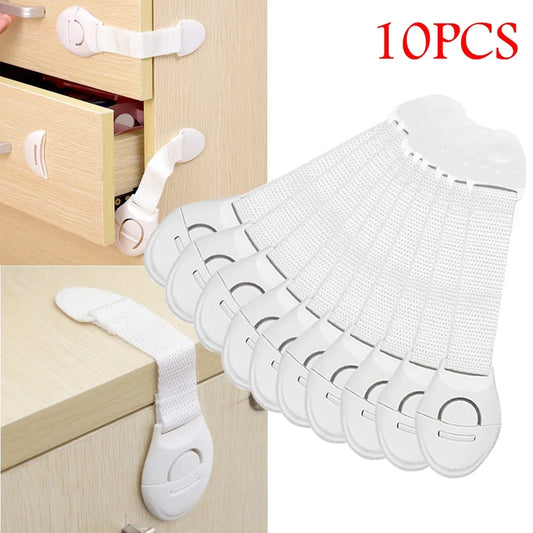 10pcs  Kids Safety Door Lock Child Safety Cabinet Lock Baby Proof Security Protector Drawer Door Cabinet Lock Plastic Protection