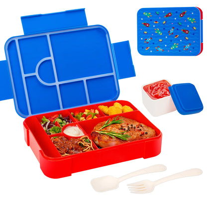 Adorable Pattern Kids Lunch Box Portable Divided Microwave Oven Bento Box Leakproof Food Container For back to school kitchen