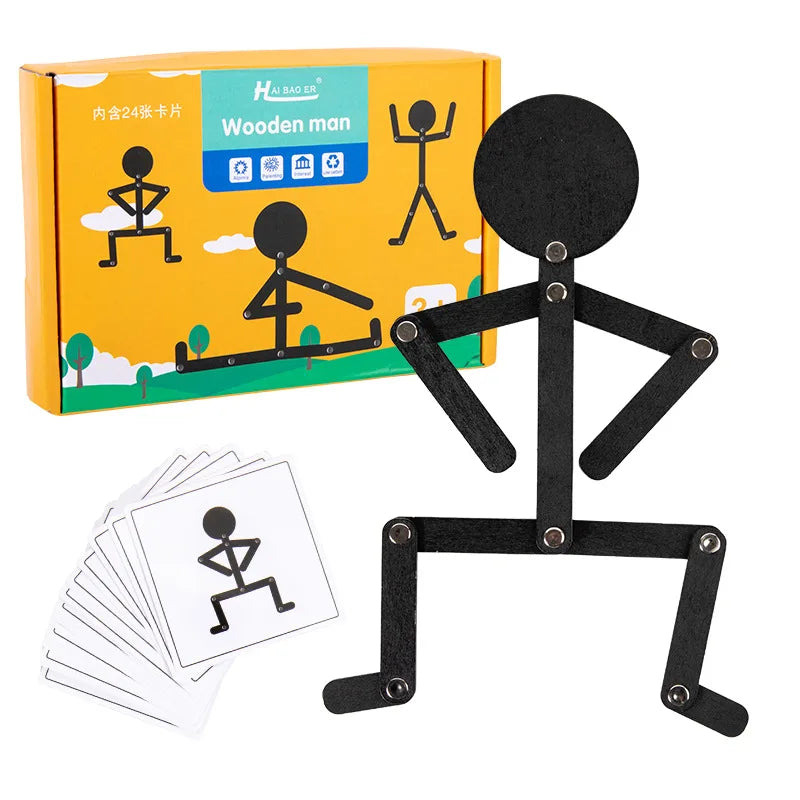 Children Montessori Educational Wooden Stick Boy Puzzle Game Kids Hand Skill Fine Motor Training Assemble Toys Baby Imagination